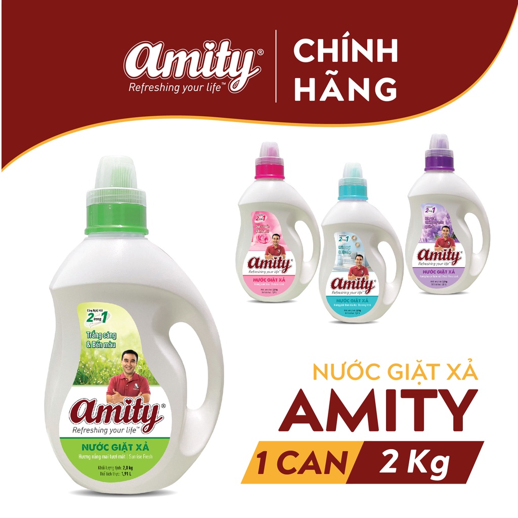 Nước giặt xả AMITY 2 trong 1 - 2kg - Nhiều mùi hương