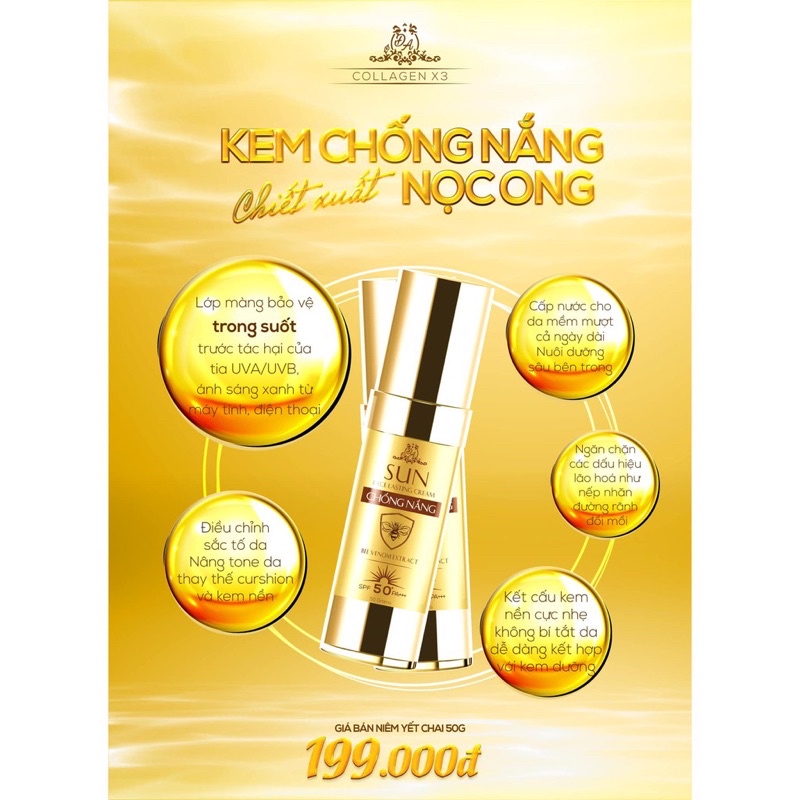 kem chống nắng nọc ong collagen x3 chính hãng