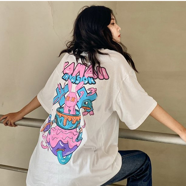 [7 Ngày Đổi /Trả Nếu Không Hài Lòng] Áo thun tay lỡ form rộng unisex siêu hot dáng suông freesize in Kawaii TL821