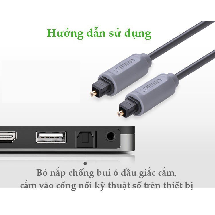 Dây audio quang optical 1.5m cao cấp UGREEN 10769- bảo hành 18 tháng chính hãng