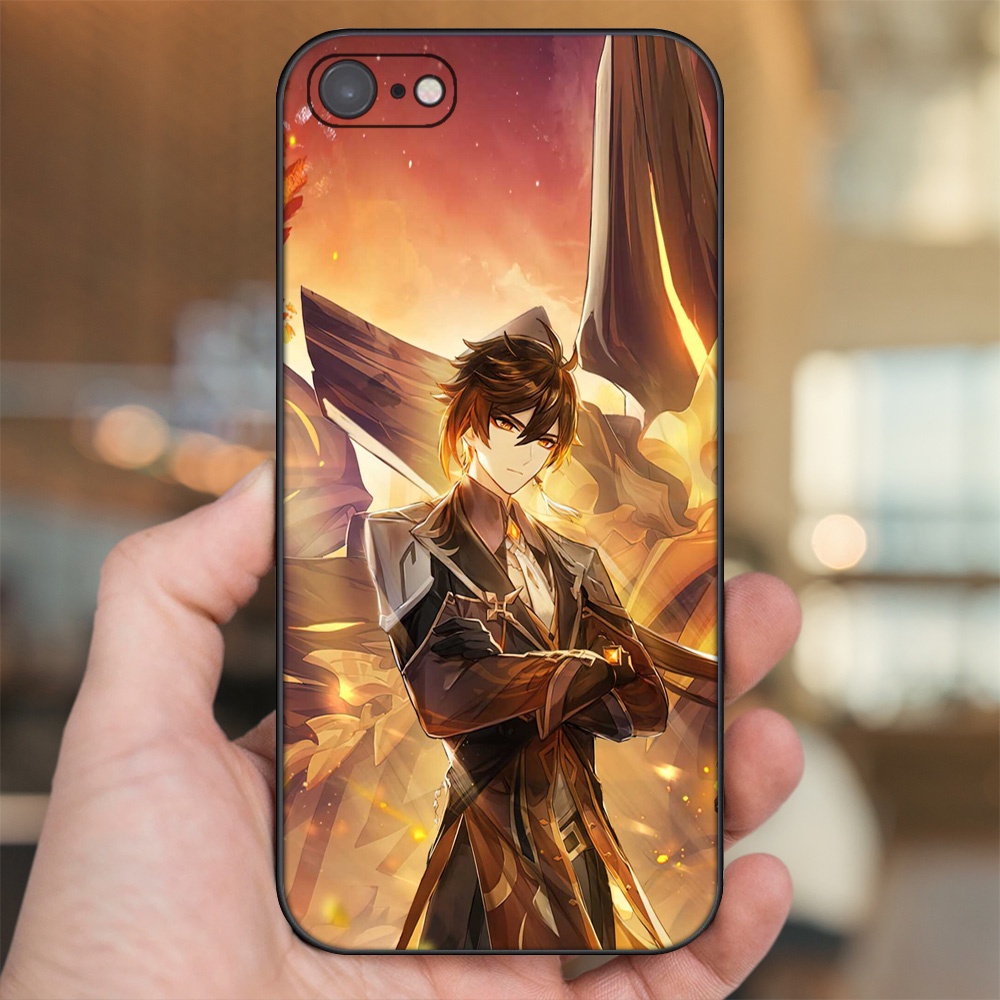Ốp lưng iPhone 7, 8 dẻo đen cạnh vuông in hình Zhongli Genshin Impact