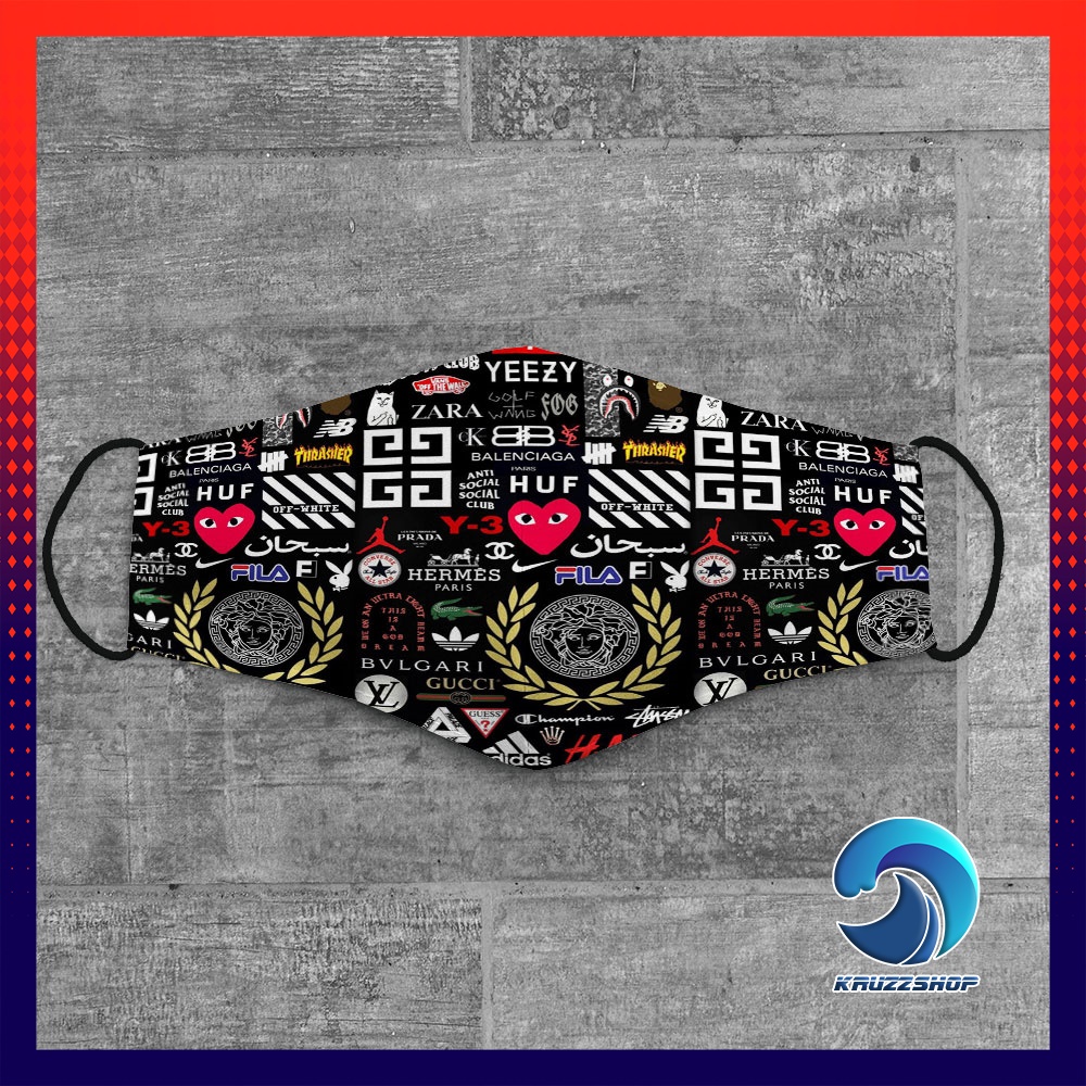 Khẩu Trang In Hình  Brands Logo_1 Kruzz Chất Liệu Vải Mềm Dày 2 Lớp Chống Nắng, Phòng Dịch Bệnh, Lọc