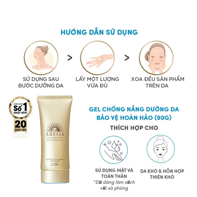 Kem Chống Nắng Anessa Perfect UV Sunscreen Skincare Dạng Gel 90g