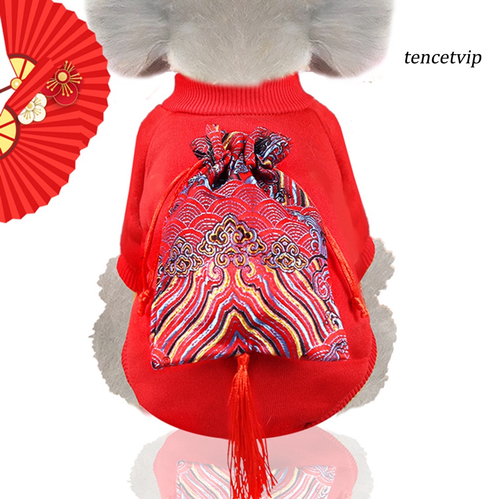 Áo sweater giữ ấm mùa đông in họa tiết hoạt hình phối tua rua cho cún cưng