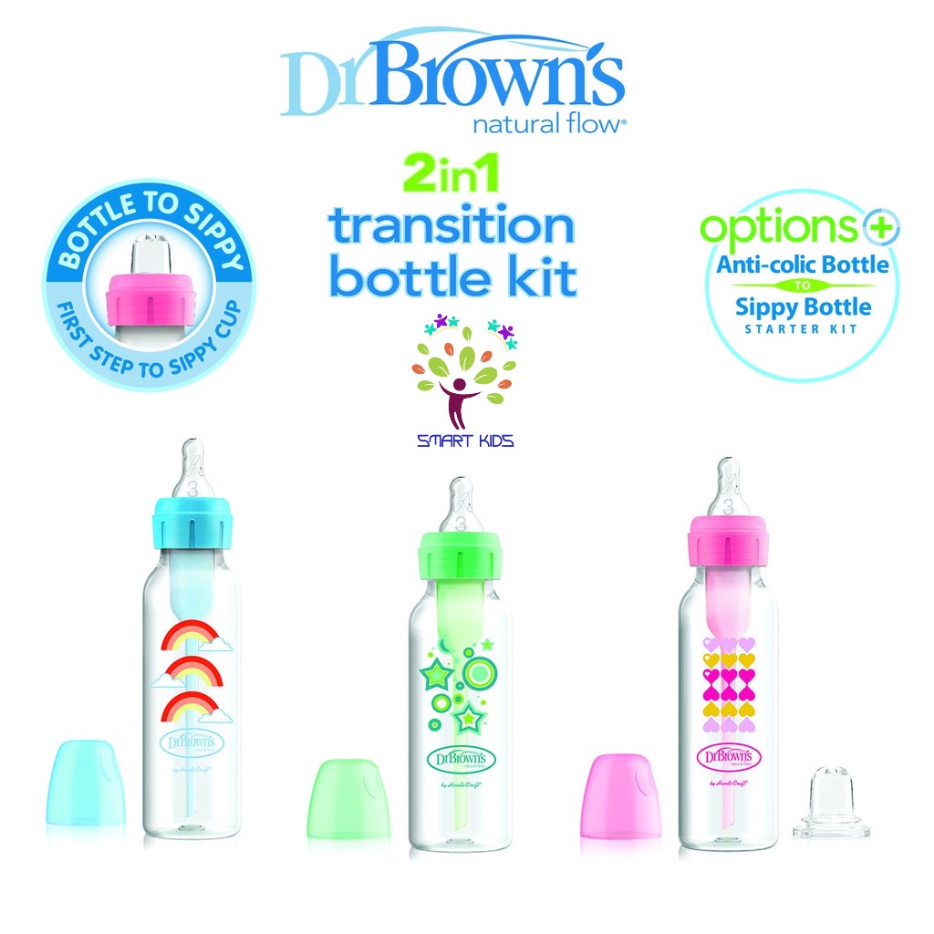Bình Sữa Dr Brown's Cổ Hẹp 250ml Nhựa Pp Options Plus Chuyển Đổi 2 Giai Đoạn