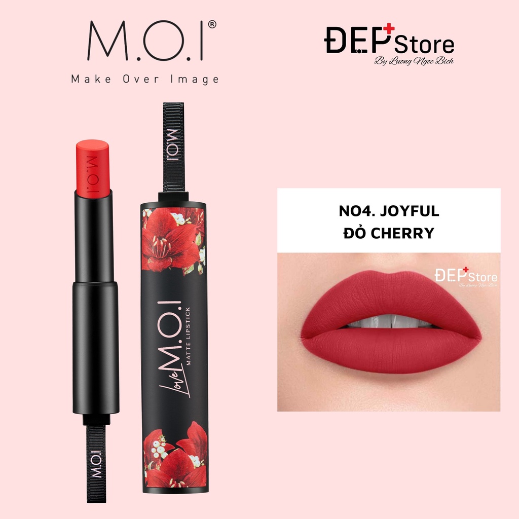 Set 3 son lì M.O.I Cosmetics LOVEMOI by Thùy Tiên tặng hộp + ví da 12g