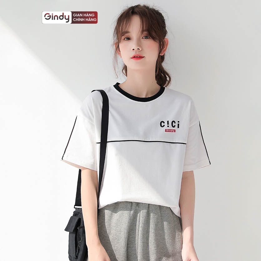 Áo phông unisex tay lỡ form rộng thun basic chất cotton thoáng mát thấm hút mồ hôi GINDY local brand A014