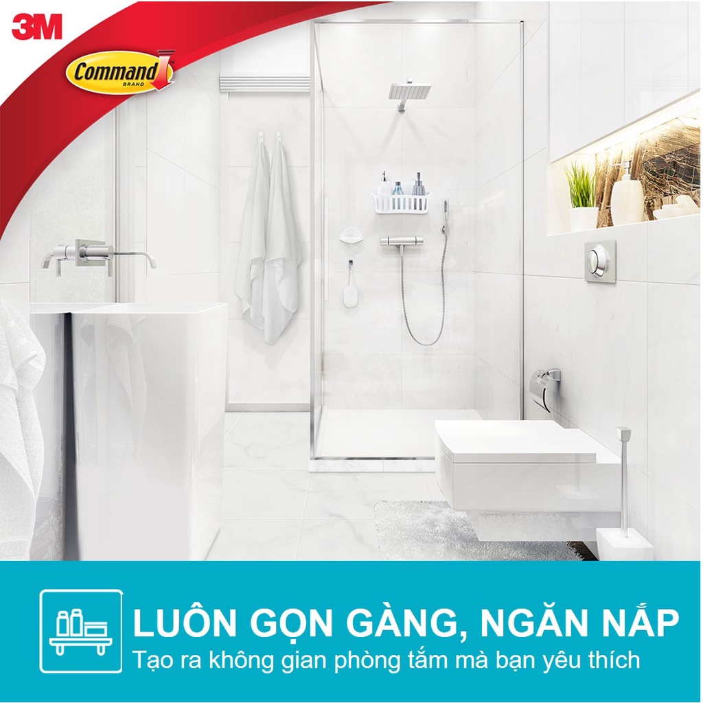 Móc Treo Nhà Tắm Chống Thấm Nước ,Dán Tường Đa Năng 3M Command 17001 Vỉ 2 Cái Siêu Dính 1,3KG,Dùng Treo Quần Áo,Túi Sách