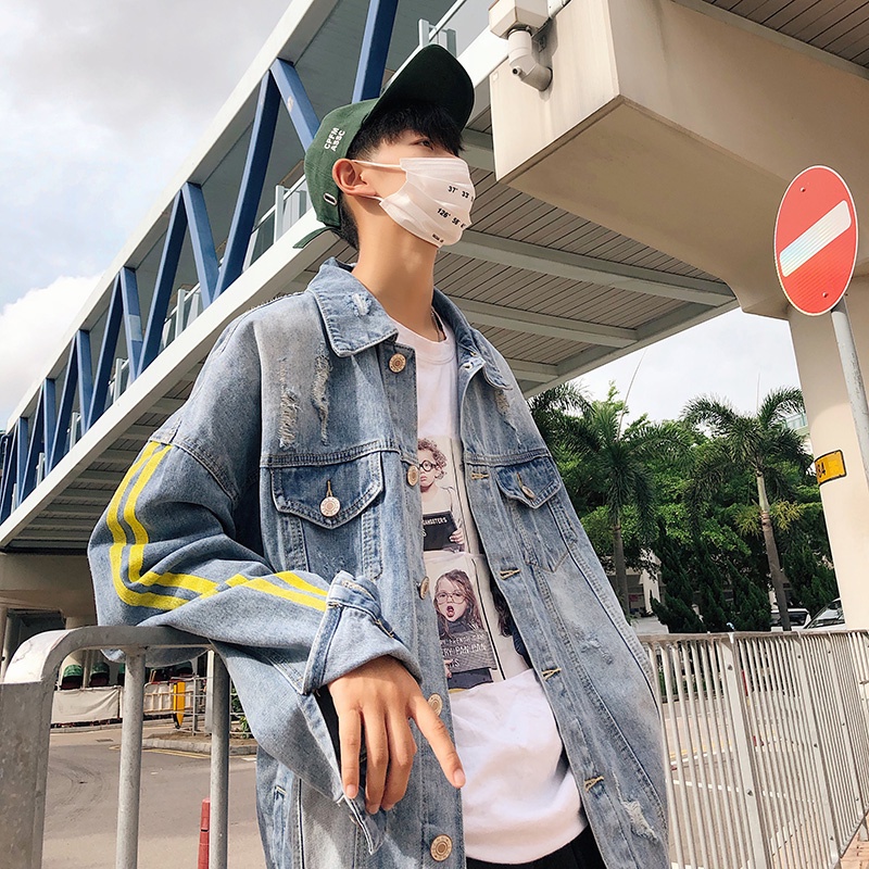 Áo Khoác Jean Nam Nữ Sọc Thể Thao Unisex Thời Trang Trung Hàn HÀNG QCCC Mẫu Mới Nhất J888