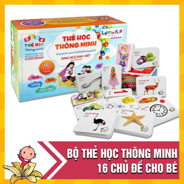 Thẻ học thông minh 🔥FREESHIP🔥Thẻ Học cho bé 16 chủ đề loại nhỏ 416 thẻ