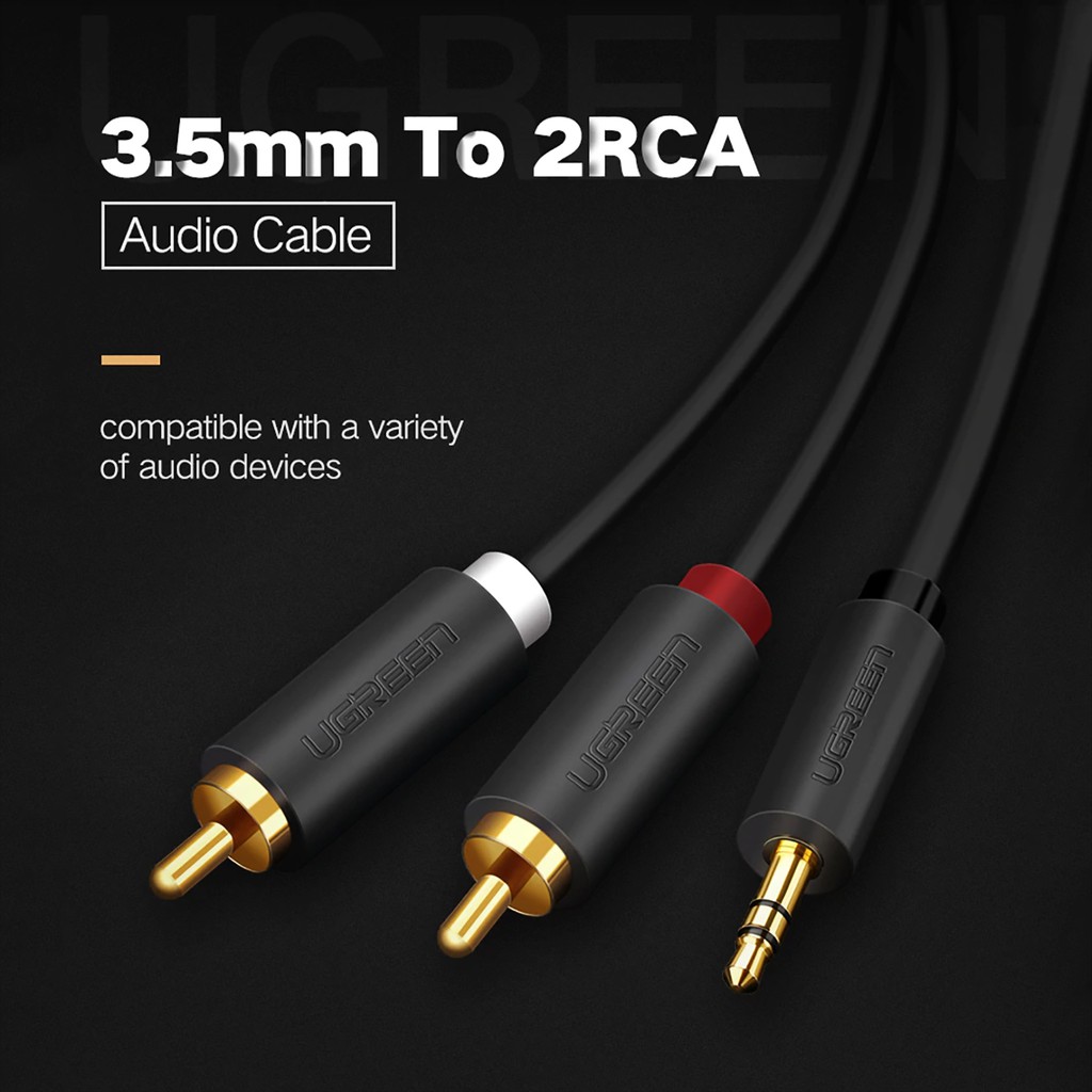 Cáp Chuyển Đổi Âm Thanh 3.5mm Sang 2RCA Ugreen AV102 Chính Hãng