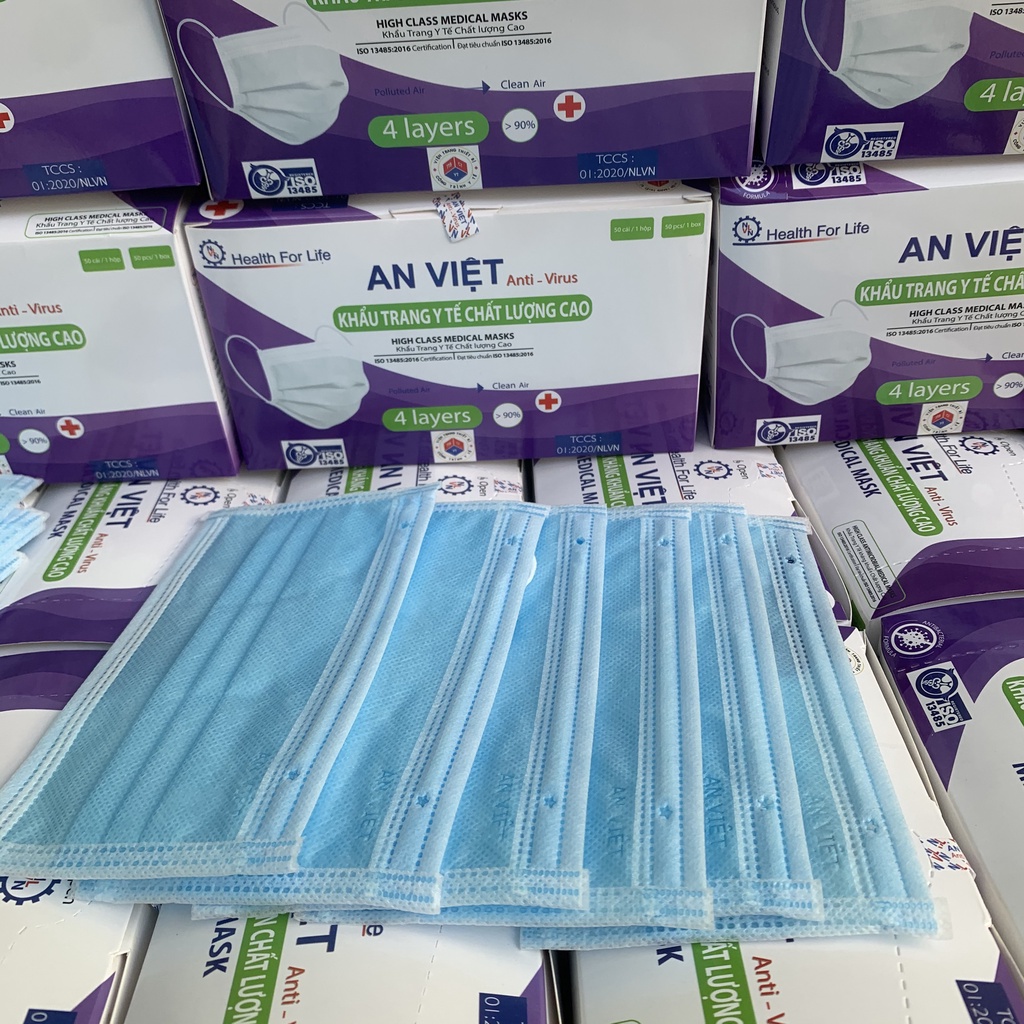 khẩu trang y tế 4 lớp, hộp 50c, có giấy chứng nhận, hàng chất lượng,không đổ lông, kháng khuẩn | BigBuy360 - bigbuy360.vn
