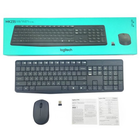 Bộ bàn phím chuột không dây Logitech MK235 (Đen)