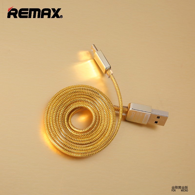 Dây cáp sạc cao cấp Lighting Remax bọc lưới thép màu gold