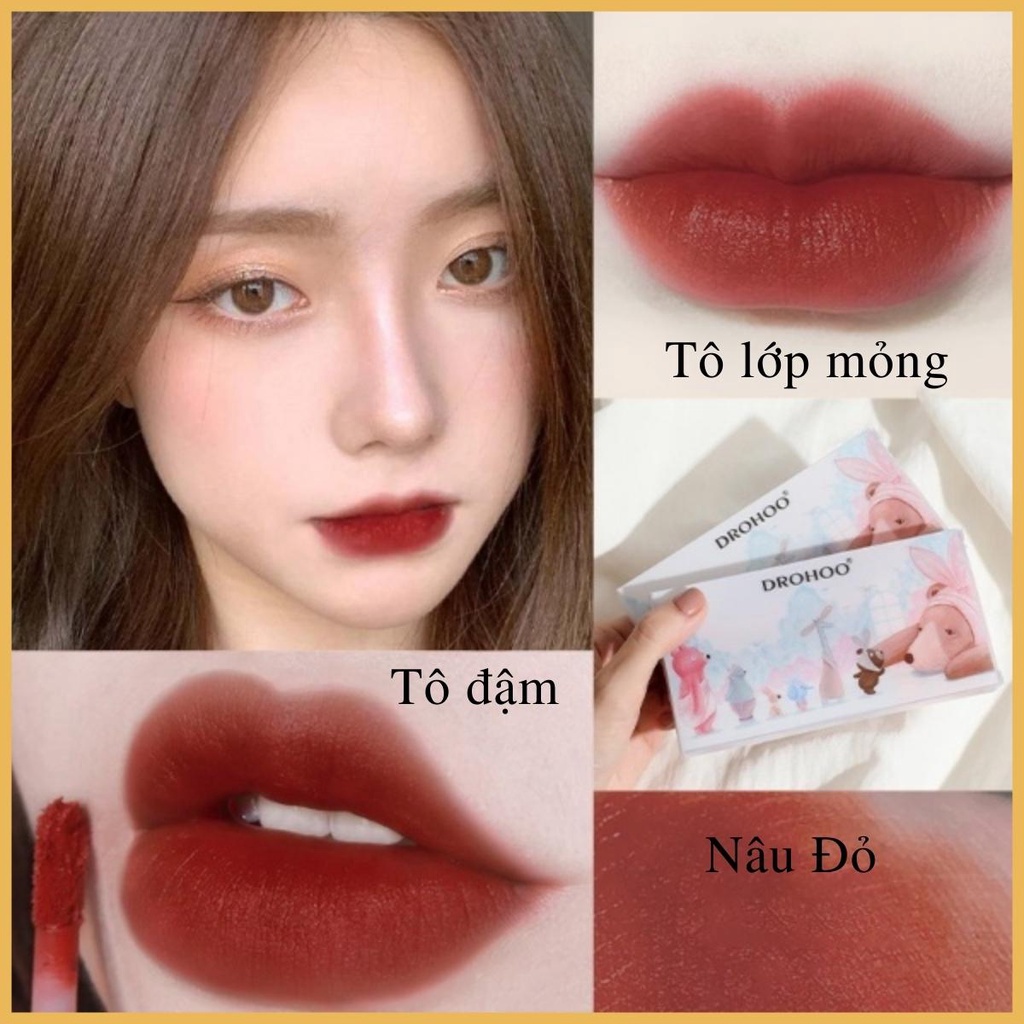 Set 5 Cây Son Kem Lì Drohoo Nội Địa Trung Mềm Mượt Lâu Trôi Chống Dính Cốc Lên Màu Chuẩn 20g- AnnA.4.0.Cosmetic | BigBuy360 - bigbuy360.vn