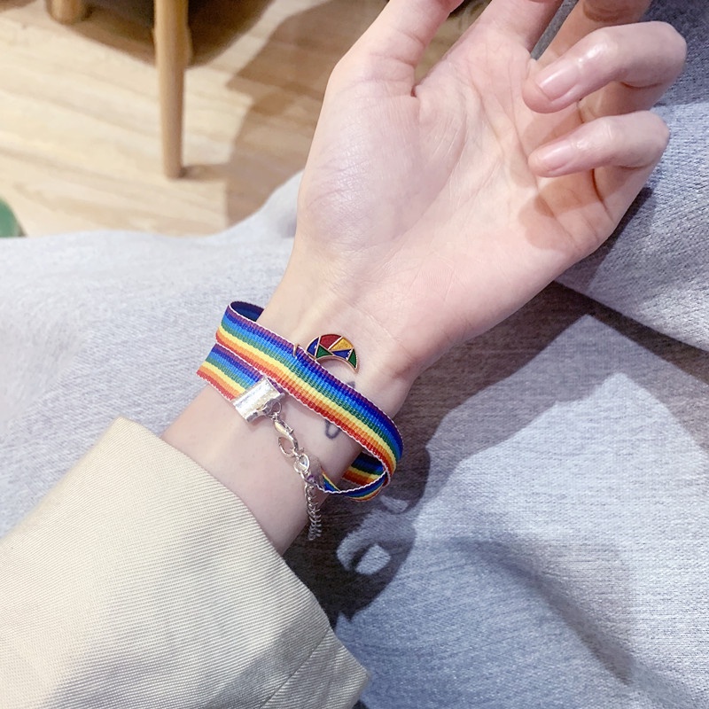 【Siêu rẻ】Thời trang Hàn Quốc Vòng tay cầu vồng mới