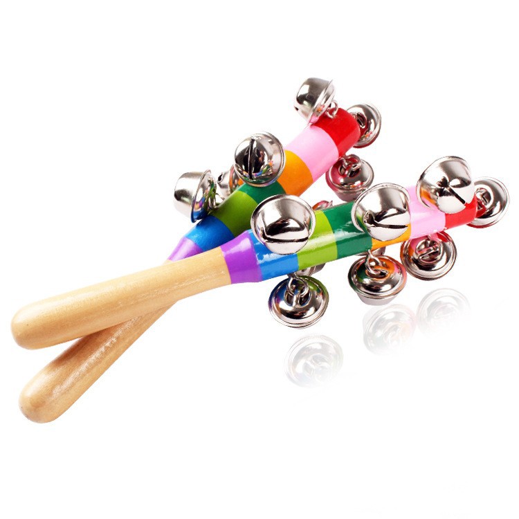 Đồ Chơi Âm Nhạc Trẻ Sơ sinh - Lục lạc cầu vồng Leng Keng (cán gỗ)