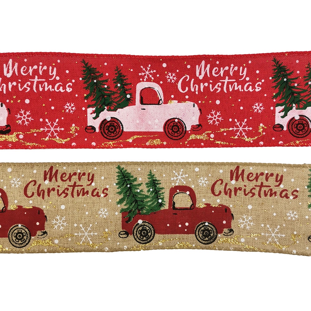 Ruy băng vải lanh Giáng sinh rộng 65mm dài 3m trang trí đa dụng chất lượng cao