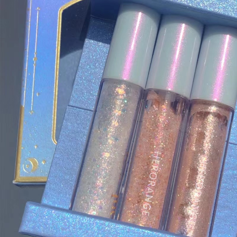 Set 3 Phấn Mắt Dạng Lỏng Màu Ánh Kim / Bạc / Vàng Hồng