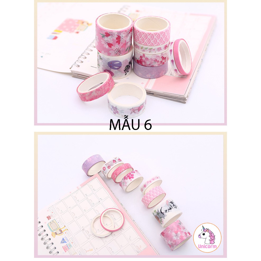 Set 10 cuộn băng dính trang trí - băng keo trang trí siêu đẹp trang trí scrapbook, sổ tay planner,...