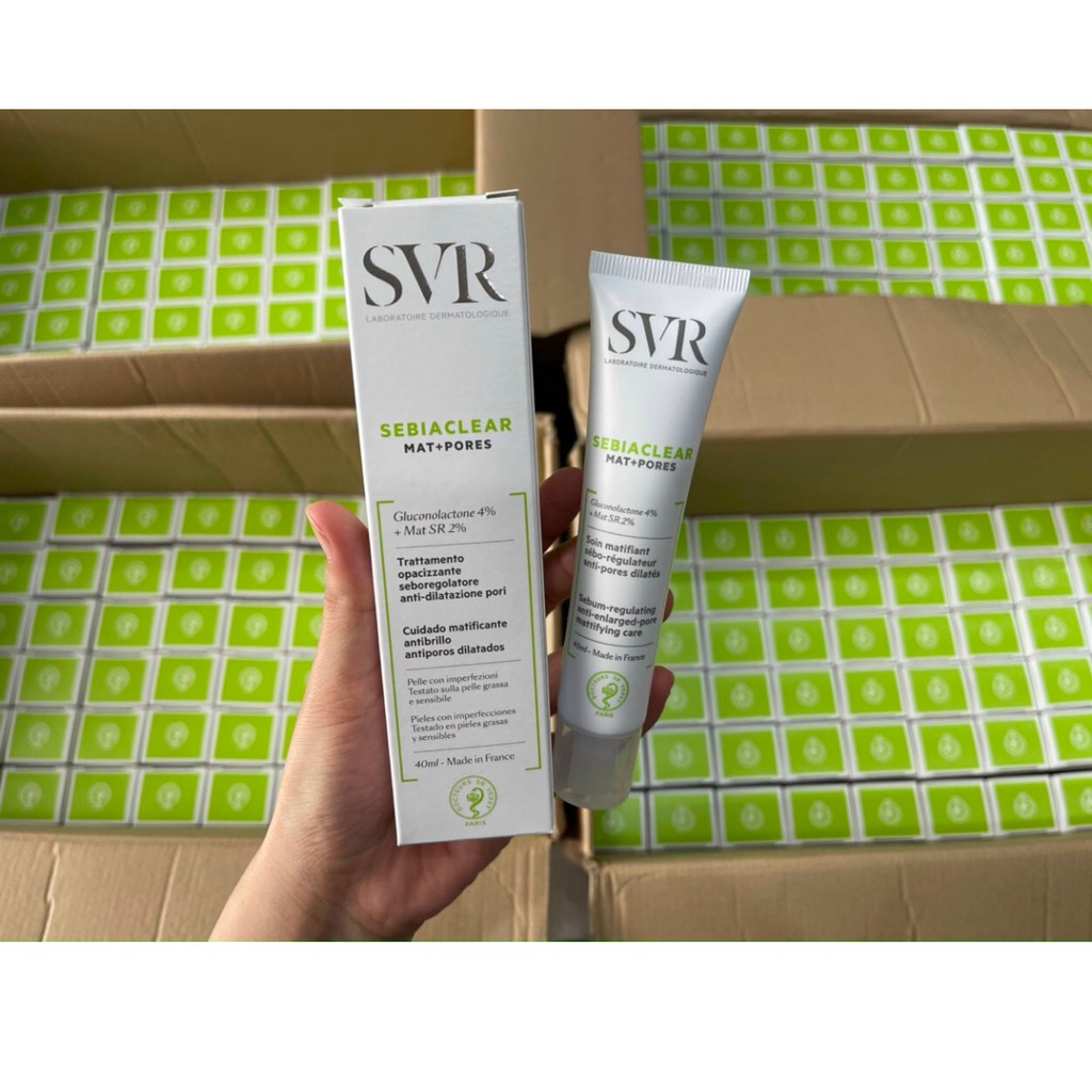 Kem dưỡng SVR Sebiaclear Mat + Pores 40mL giảm mụn kiềm dầu thu nhỏ lỗ chân lông TM02