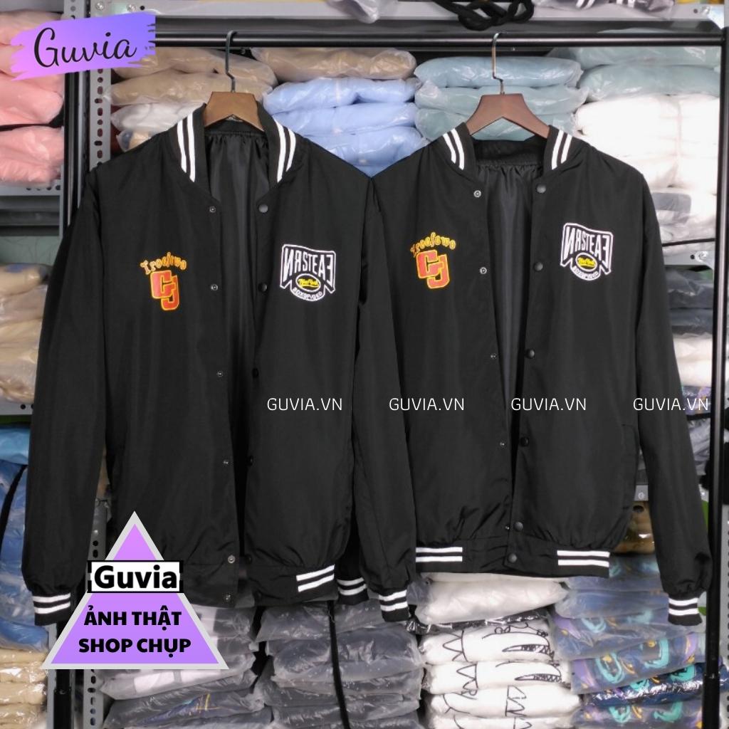 Áo khoác Bomber dù GJ form rộng 2 lớp nam nữ Unisex Guvia