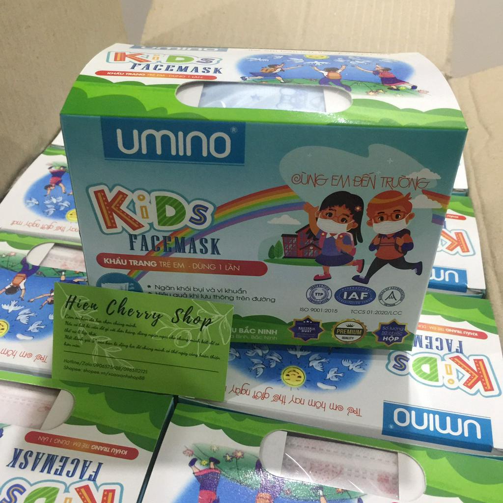 Khẩu trang trẻ em - Hộp 50 chiếc - chính hãng UMINO, ngăn khói bụi vi khuẩn.