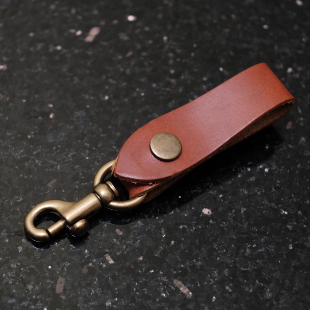(Có clip) Móc khóa da bò phụ kiện đồng cao cấp SaiGon Leather - KC007