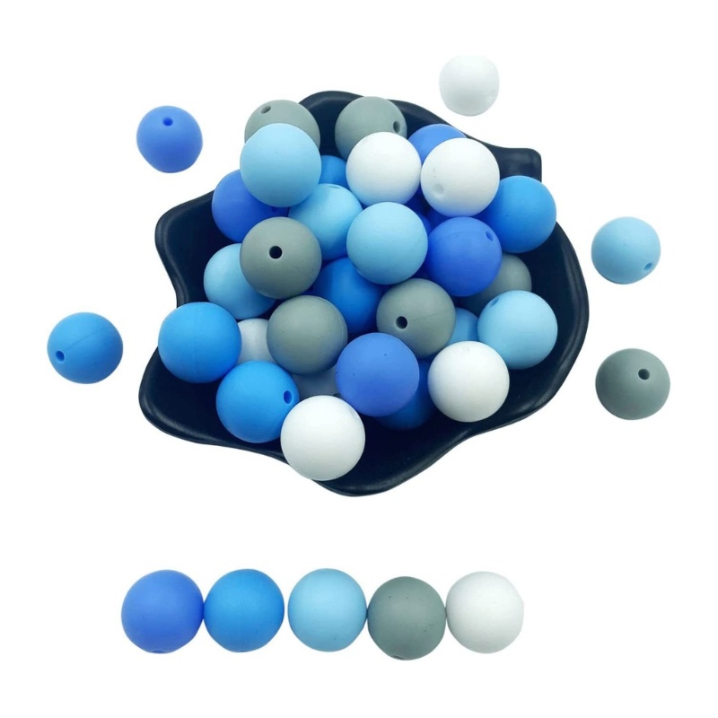 Set 50 Hạt Silicon 15mm Nhiều Màu Sắc Làm Trang Sức DIY