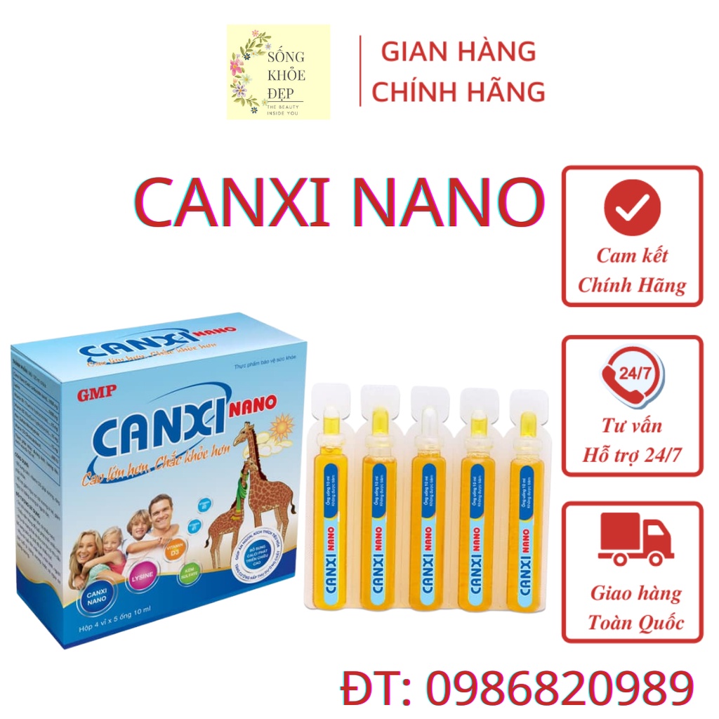 CANXI NANO Bổ sung Canci Lysin Kẽm giúp trẻ ăn ngon xương chắc khỏe, hộp 20 ống.