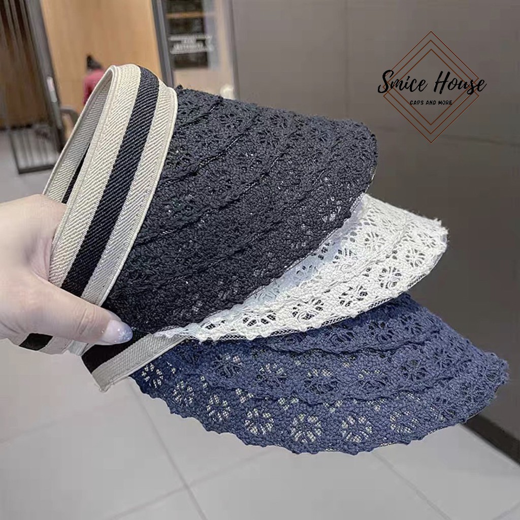 Nón lưỡi trai nửa đầu bằng ren che nắng phong cách Hàn Quốc đi biển mùa hè/ mũ vành rộng cho nữ