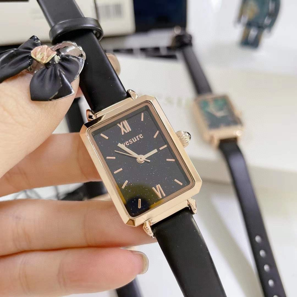 Boutiques Korea wesure Small Gold Table Fairy Net Red Watch Women's Square Simple Temperament Leather Belt Watch Student