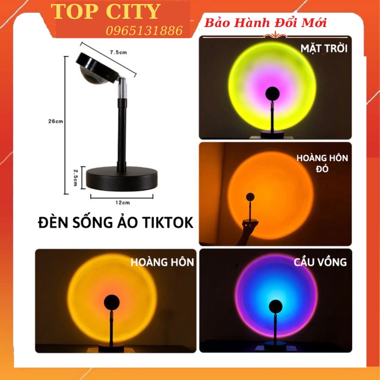 Đèn Hoàng Hôn Chuyển Được 4 Màu -  Đèn Cầu Vồng Chiều cao 27cm, dây USB dài 1.2m, quay 180 độ