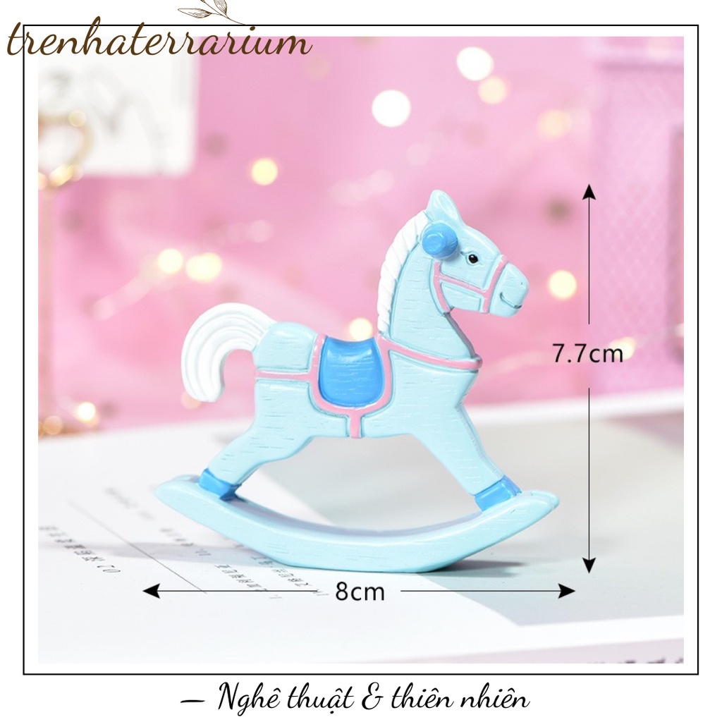 Tiểu cảnh ngựa bập bênh trang trí bonsai, mô hình, terrarium
