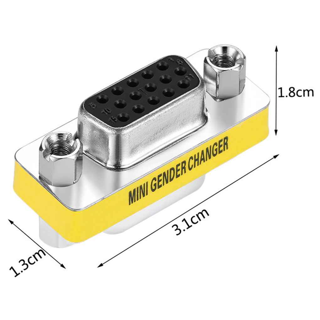 Female to Female VGA HD 15 Pin Gender Changer Convertor Adapter Mini Female Connector