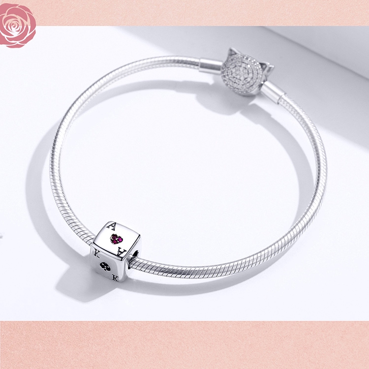 Hạt trang sức BAMOER SCC1440 làm từ bạc 925 hình viên xí ngầu khu rừng ma thuật độc đáo