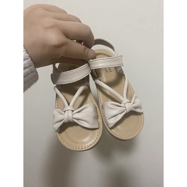 Sandal cho bé gái, dép quai hậu phối nơ quai chéo siêu cute đế mềm chống trơn trượt, 736 sz21 -sz30, trắng, đen, vàng