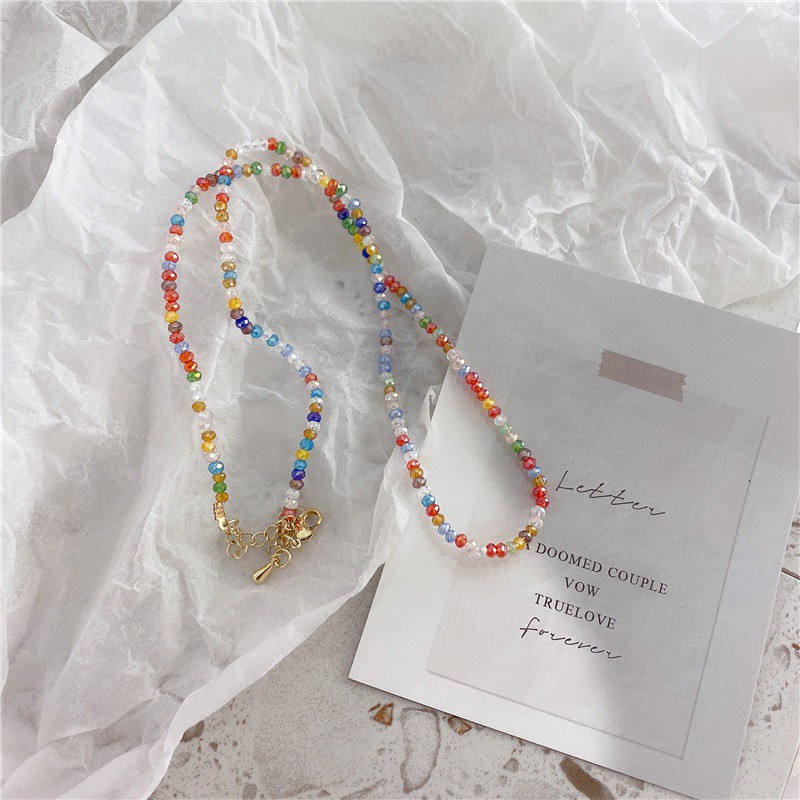 Vòng Cổ Choker Đính Hạt Và Hoa Màu Sắc Ngọt Ngào Cổ Điển Cho Nữ