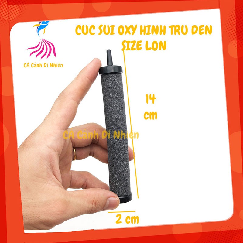 Thanh sủi trụ oxy 14 CM hình TRỤ ĐEN - Đá sủi cực mịn cho hồ cá cảnh