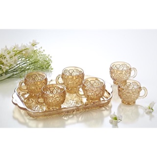 Bộ 6 cốc kèm khay thủy tinh