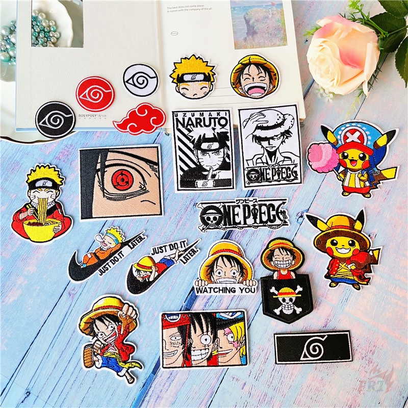 ☸ Miếng Vá Ủi Quần Áo In Hoạ Tiết Hoạt Hình Naruto/One Piece Độc Đáo ☸ 1 Sticker Ủi Thêu Hình Anime