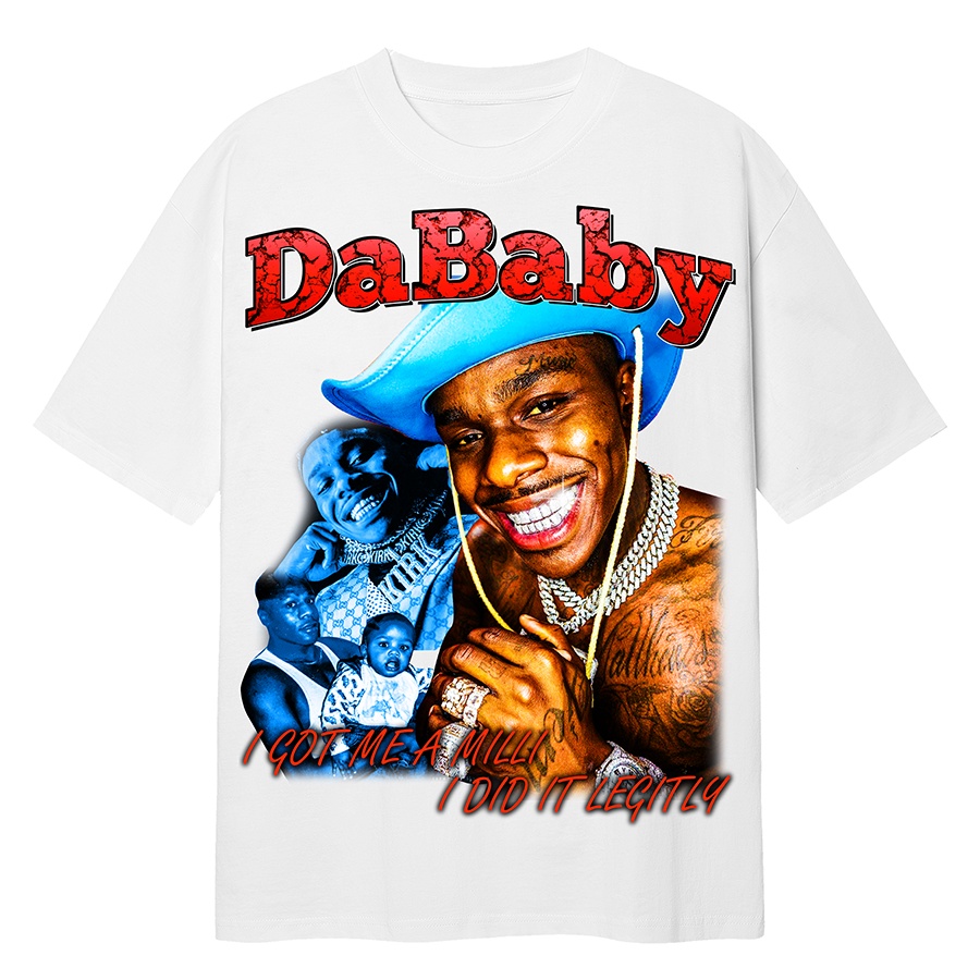 BLANK | Áo Thun DABABY Tay Lỡ Unisex - Đen/Trắng Cổ Tròn