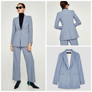 Áo vest blazer zara màu xanh nhạt 8185/691/406