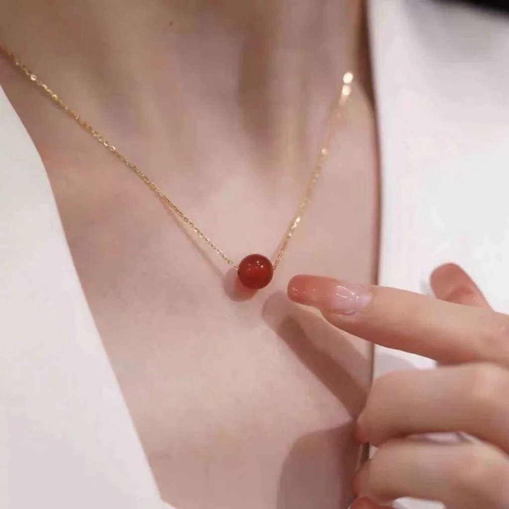 Dây chuyền vòng cổ 18 k mã nào đỏ có kèm hộp phong cách Hàn Quốc