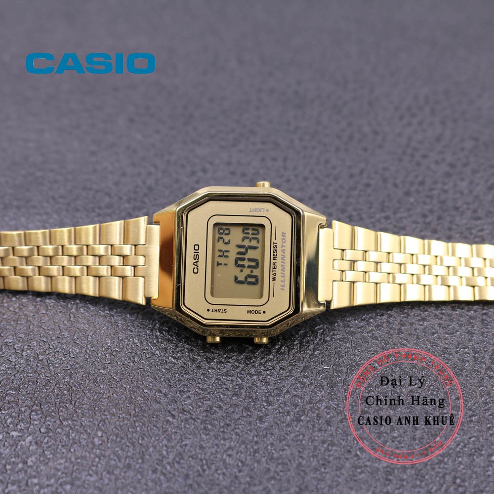 Đồng hồ điện tử nữ Casio Vintage LA680WGA-9DF dây kim loại
