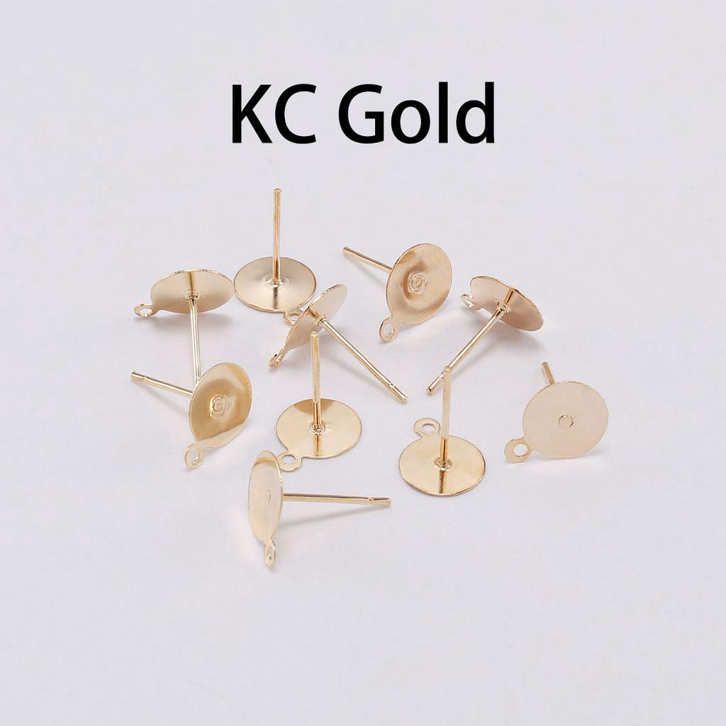 Bộ 200 ghim đế hình tròn rỗng dùng làm đầu khuyên tai / trang sức DIY kích thước 6 8 10 12mm