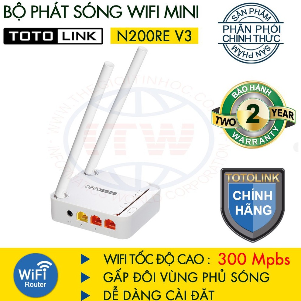 hot Bộ thu phát Wifi 2 râu 300Mbps TOTOLINK N200RE-V3 - Hãng Phân Phối Chính Thức