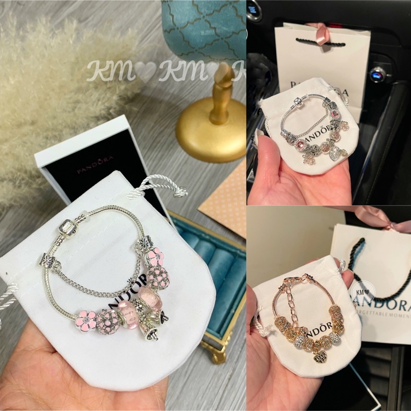 Vòng tay charm PANDORA Pha lê nhiều hạt.nhiều màu sang chảnh