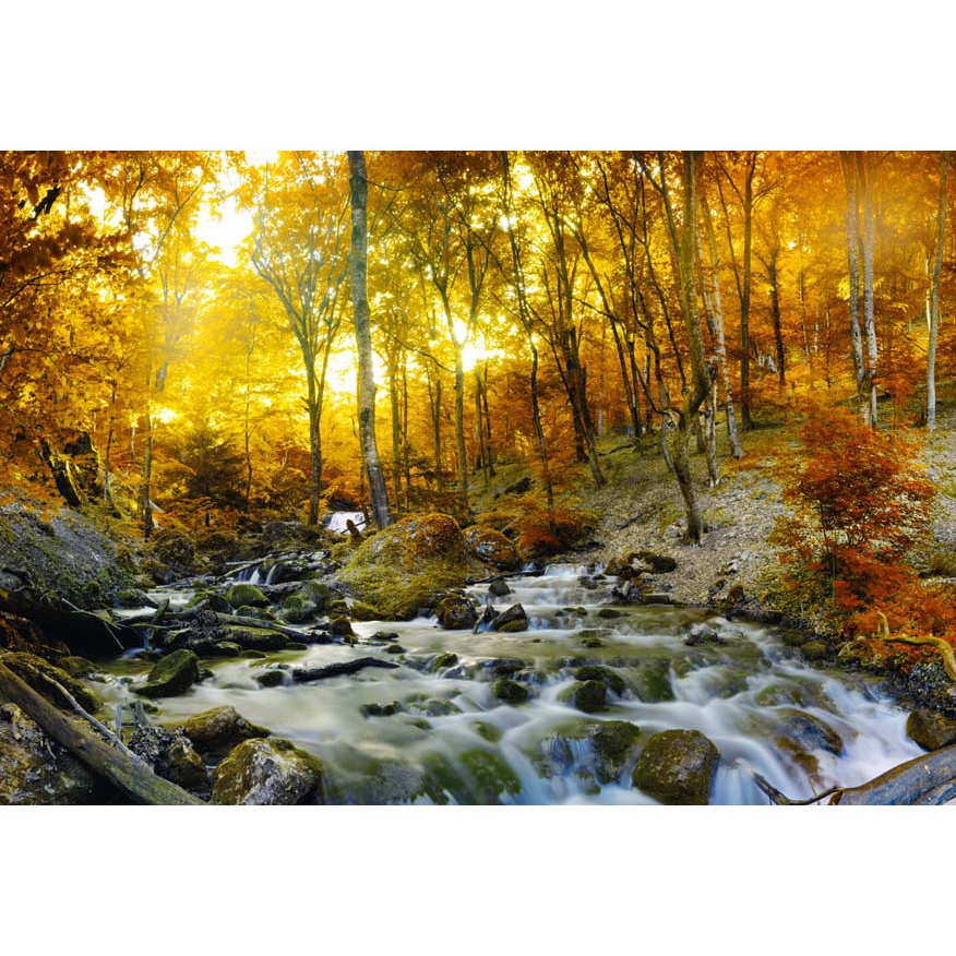 Tranh 3d thác nước chảy trong lành và những núi đá bao quanh.