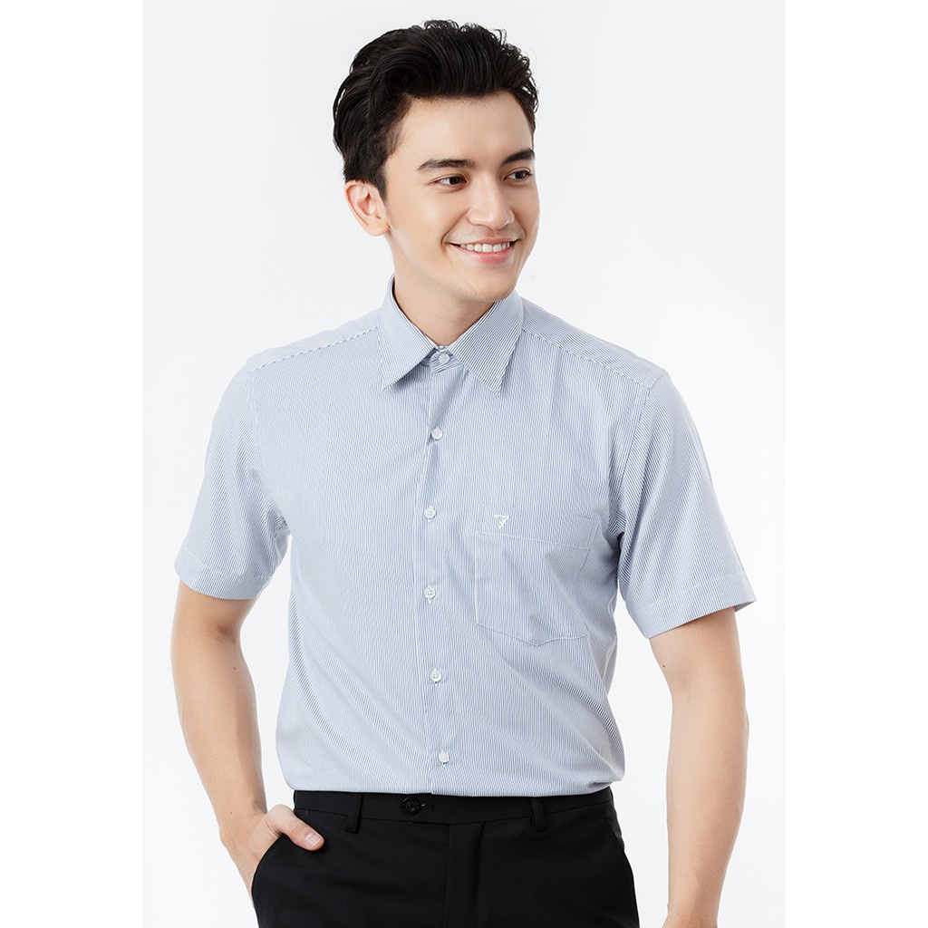Áo Sơ Mi Ngắn Tay Sọc Caro Vạt Ngang Form Regular Vĩnh Tiến 305.5 | BigBuy360 - bigbuy360.vn